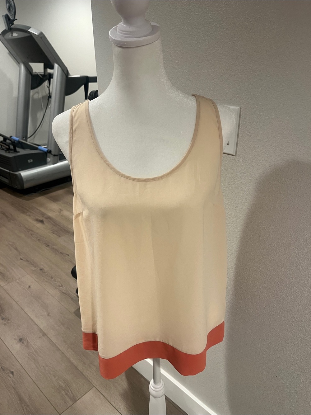 Forever 21 Cream Tank with Coral Hem